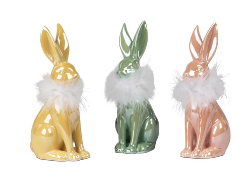 Deko hase 20cm federn in - m.,