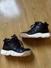 Zara Echt Leder Plateau High Sneakers Gr. 38 Schwarz 