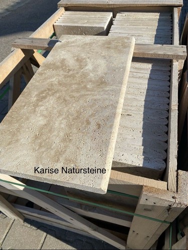 Travertin beige poolplatten - travertin,