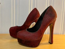 BUFFALO Plateau Pumps Rot Schlange Haar EU 36