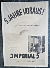 Imperial 5 Radio , Stassfurter Rundfunk Ges. , Alte Reklame , 1932 , (A17)