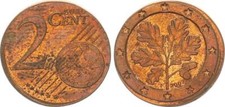  Fehlprägung 2 Cent 2007 F auf 1 Cent Rohling !!! prägefrisch   64830