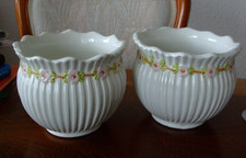 Porzellan Blumentopf Pflanzentopf Übertopf Jardiniere ITALY 2er Set Relief Kunst