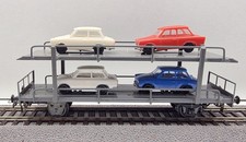 Dahmer H0 Autotransportwagen Blechmodell mit 4x Trabant guter Zustand o.OVP (1)