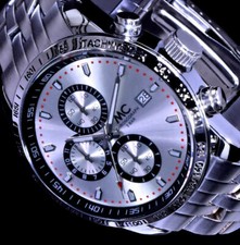 MC Herren Armband Uhr Silber Farben Datum Chronograph Stoppuhr SCHW-2