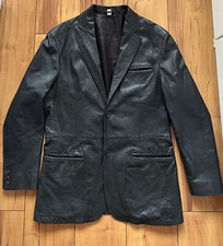 VINTAGE ECHT LEDER JACKE SAKKO BLAZER GR.50 L SCHWARZ LEDERJACKE