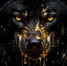 Wütender Wolf mit Gold, Tier