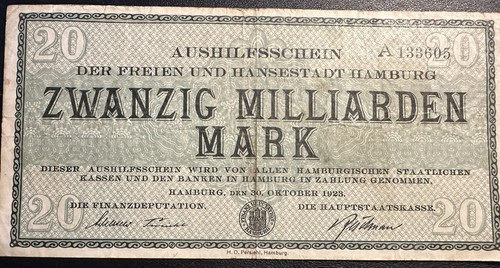 Notgeld hamburg milliarden - 20,