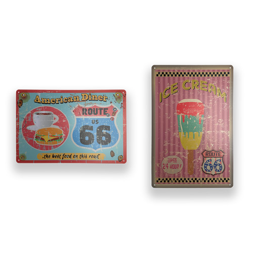 2er set retro metallschilder - 2er,