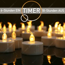 12er LED Teelichter mit Timer 6 Stunden flackernd Kerzen Teelicht mit Batterie