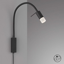 Leselampe Bett Leuchte Lampe Spot Spiegellampe flexibel schwarz Bettlampe M