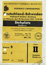 Fußball Länderspiel Deutschland-Schweden Eintrittskarte football ticket 1957