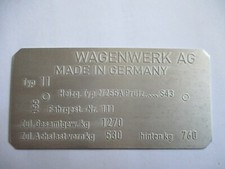 Typenschild Schild für VW Typ