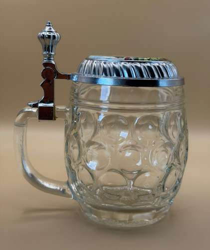 Glas bierkrug mit - glas-bierkrug, zinndeckel