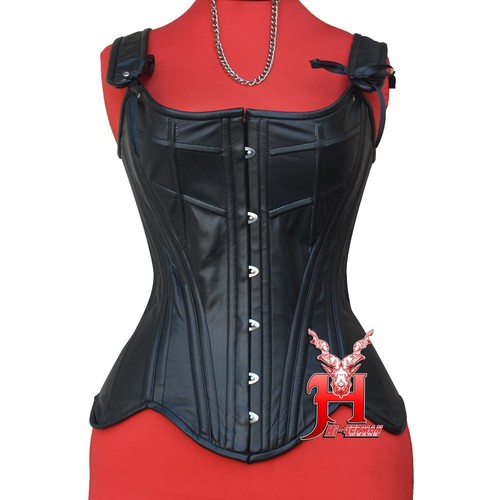 Vollbrustkorsett schwarz leder - schwarz,