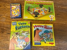 Spiele Konvolut Tiere Füttern, Hoppe Reiter, Mein Apfelbaum, Domino, Haba, 