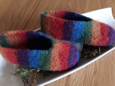 Filzhausschuhe mehrere Größen bunte Streifen Filzschuhe Hausschuhe gefilzt