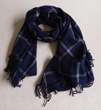 Blauer schal groß mit fransen - blauer,