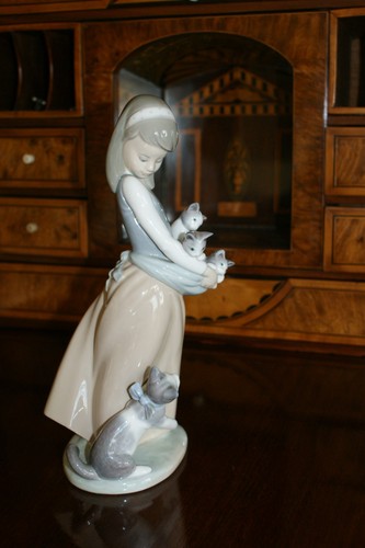 Lladro mädchen mit - mädchen, katzen