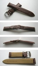 KLASSISCHES MARKEN - ECHTLEDERUHRBAND MIT TEJU - EIDECHSENPRÄGUNG 22 mm BRAUN