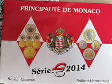 Monaco Kursmünzensatz 2014 (BU) im Original Folder –Auflage nur 8.000 Stck!