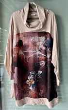 EMILIA LAY Rollkragen Long-Shirt Gr. 52 -Beige-Braun -NEU!! AA 72 cm Länge 86 cm