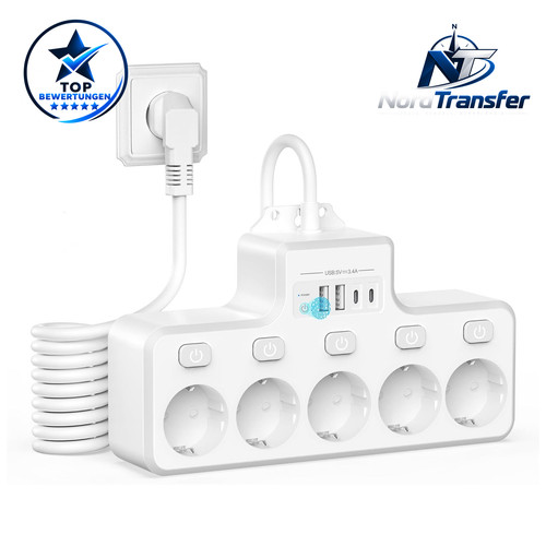 Steckdosenleiste mit usb 8m - usb, 1,8m