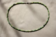 Schöne Halskette mit natürlichem Chrysopras, 4 mm Kugel, 40 - 45 cm, 925 Silber