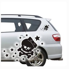 Auto Aufkleber SKULL GIRL Totenkopf Sterne Sticker Gothik Stern Tattoo SET A1019