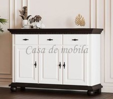 Sideboard 3 türig 130x100x48cm Fichte massiv altweiß dunkelbraun kommode schrank