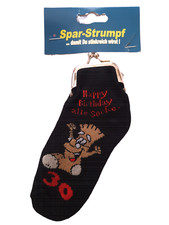 1 SPAR-STRUMPF HAPPY BIRTHDAY ALTE SOCKE 30.Geburtstag Deko - Socke -  Strumpf