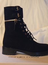 Sergio Rossi Schnürstiefel Crosta Savana Gr. 39 ,5 Schwarz Leder