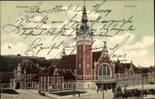 Gdańsk danzig bahnhof - ak,