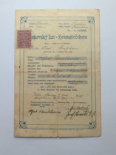 Polen heimatschein 1928 mit - heimatschein,