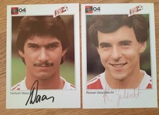 2 alte Autogramme Bayer Leverkusen 1983/84 (Waas, Geschlecht), Fußball