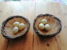 2x Osterkörbchen Osternest mit Gras Stroh 6 Eier Holz Natur ca. 25 cm Deko