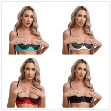 DE Damen BH Mesh Korsett Underwire Bustier Spitze Dessous Everyday Wear Push Up