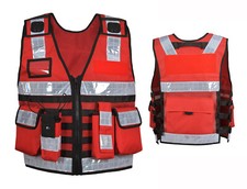 3108 Security Sicherheitsweste m 2x Patches Einsatzweste Rot Hundeführerweste