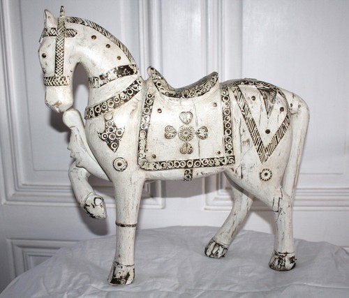 Antikes pferd aus indien holz - aus,