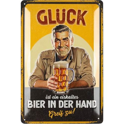 Retro blechschild glück - blechschild, ist