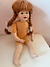 Porzellanpuppe  Biskuitporzellan Lena mit Zopfperücke Sitzpuppe