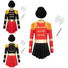 DE* Kinder Mädchen Zirkusdirektor Kostüm Weich Zauberstab Uniform Bodysuit