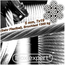 VA-Seil 5,0 mm 7X19 Edelstahl