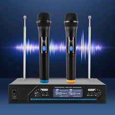 Funkmikrofon Wireless Microphone Mikrofon Set 2 Kanal UHF Hand Mikrofon LED