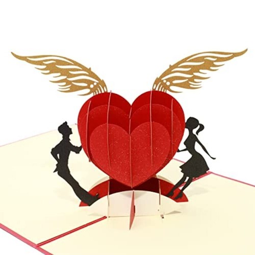 Pop red heart greeting - 3d,