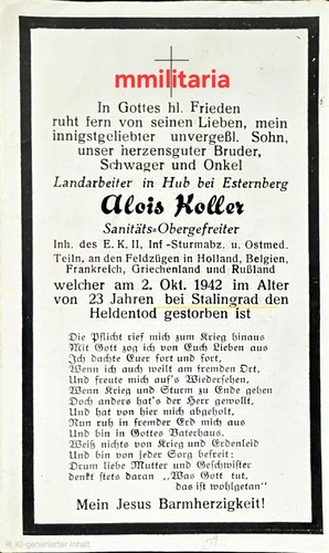 Sterbebild wwii obergefreiter - wwii,