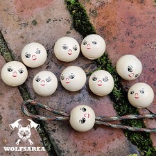 Großlochperlen 10 x Naturholz Perlen Groß Lächelndes Gesicht basteln Holzperlen