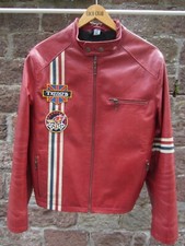 Tolle 4Wards Triumph Leder Rot Motorrad Biker Jacke Herren size Größe S