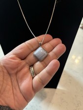 JGD Janice Girardi Designs Blau Spitze Achat Diamant Anhänger Halskette Sterling 925