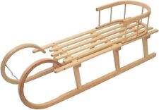 Holzschlitten mit Rückenlehne Hörnerrodel Schlitten + Zugseil 110cm 2 Personen